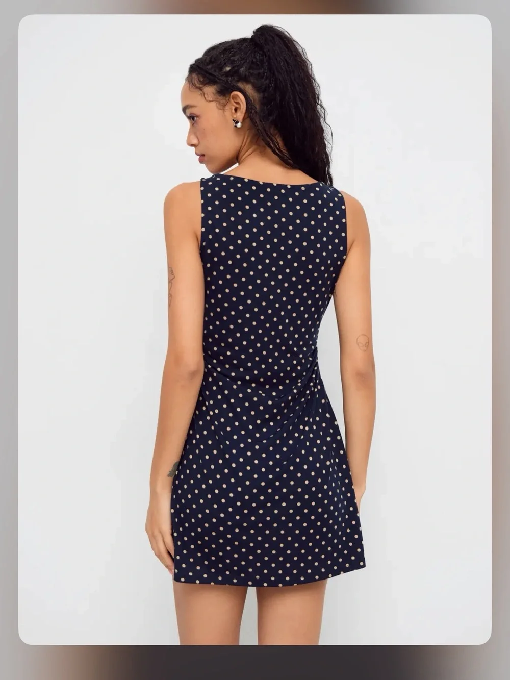 Cider BOAT NECK POLKA DOT RUCHED MINI DRESS M CR27-36